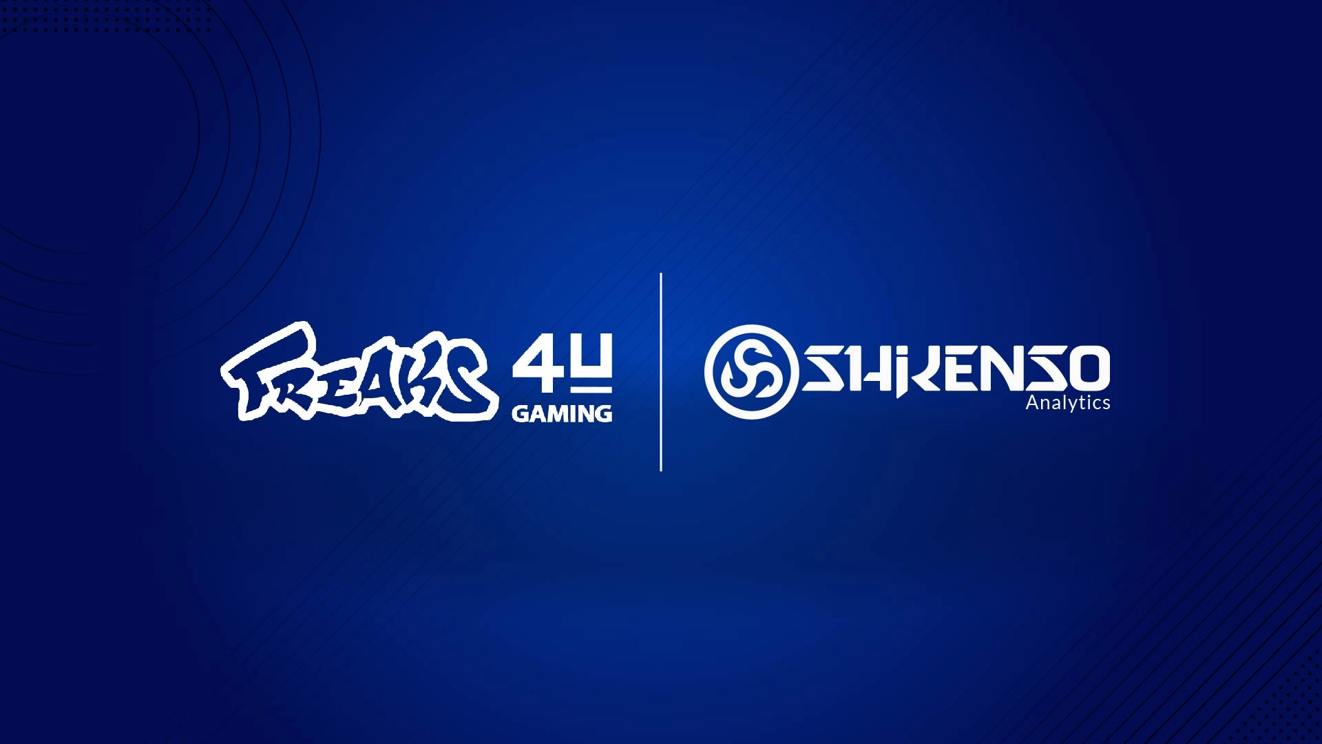 Partnership announcement graphic showing the Freaks4U Gaming logo alongside Shikenso, highlighting a collaboration focused on esports sponsorship measurement and analytics.