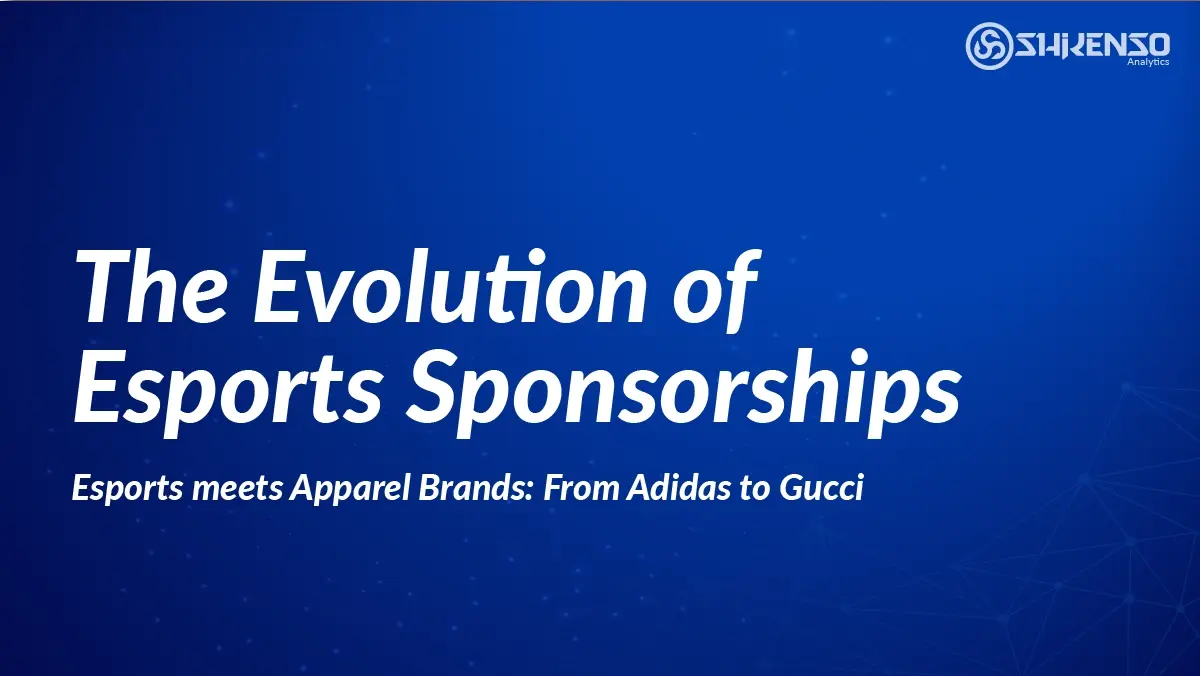 The Evolution of Esports Sponsorships presentation cover highlighting the growth of apparel brand partnerships in esports from Adidas to Gucci.
